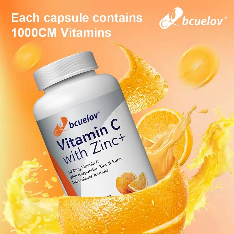 Vitamin C 1000mg – 30/60/120Capsules With Hesperidin,Zinc & Rutin Immune Support