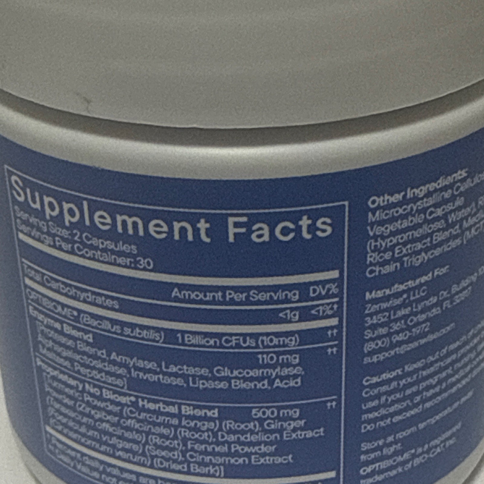 Zenwise No Bloat Gas & Bloating Relief 60 Capsules Exp 04/2028