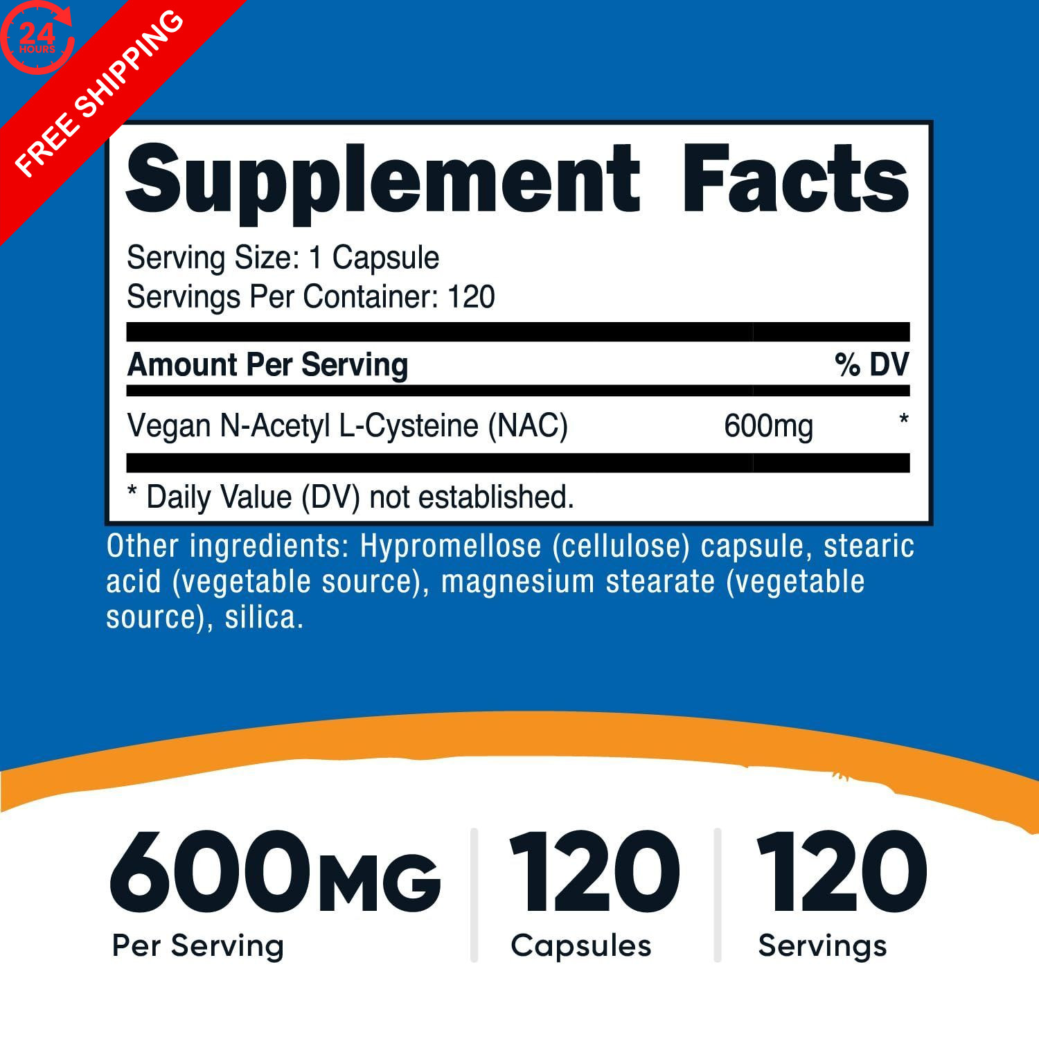Nutricost N-Acetyl L-Cysteine (NAC) 600mg, 120 120 Count (Pack of 1), Red