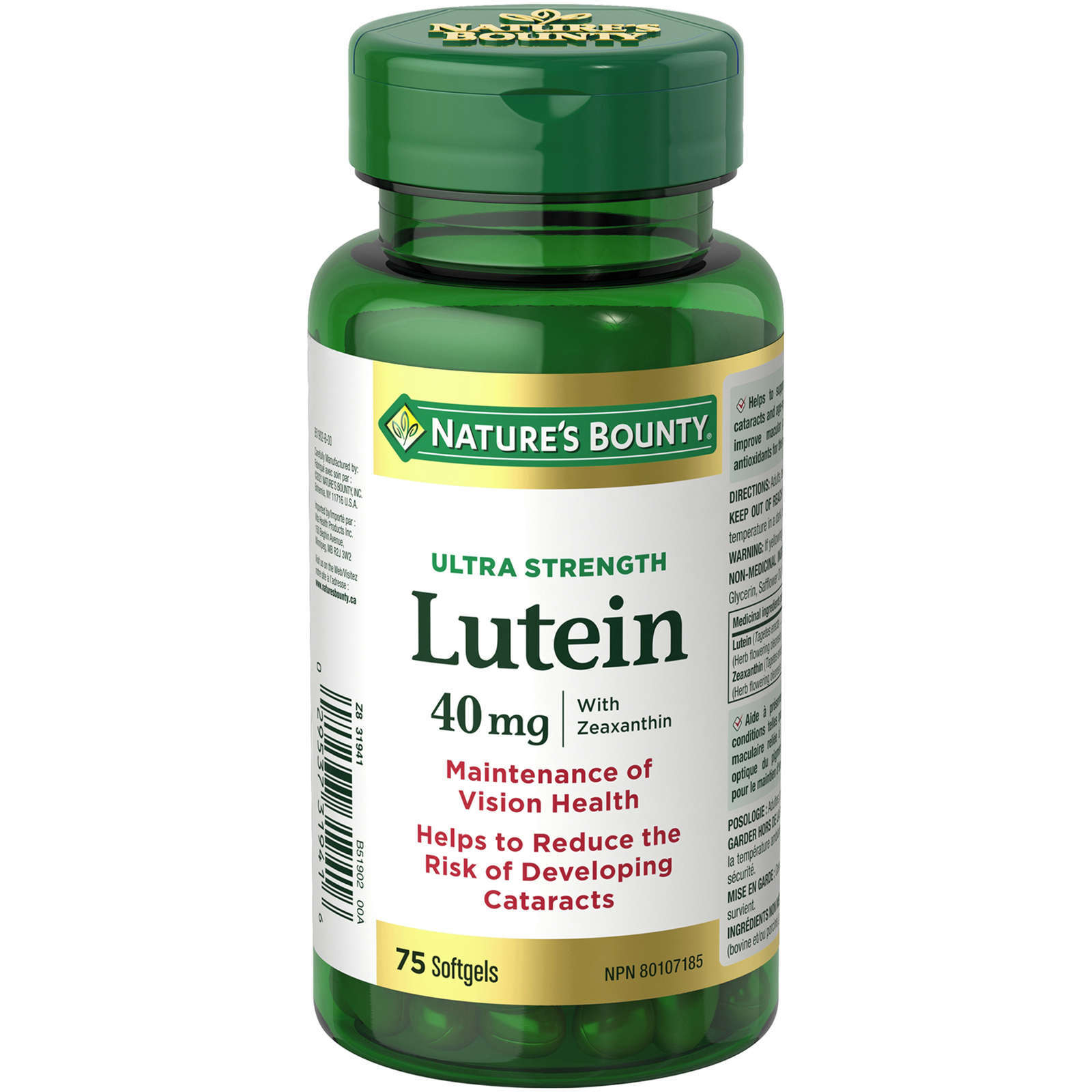 Nature’s Bounty Lutein 40mg Carotenoid Macular Pigment Optical 75 pcs NEW