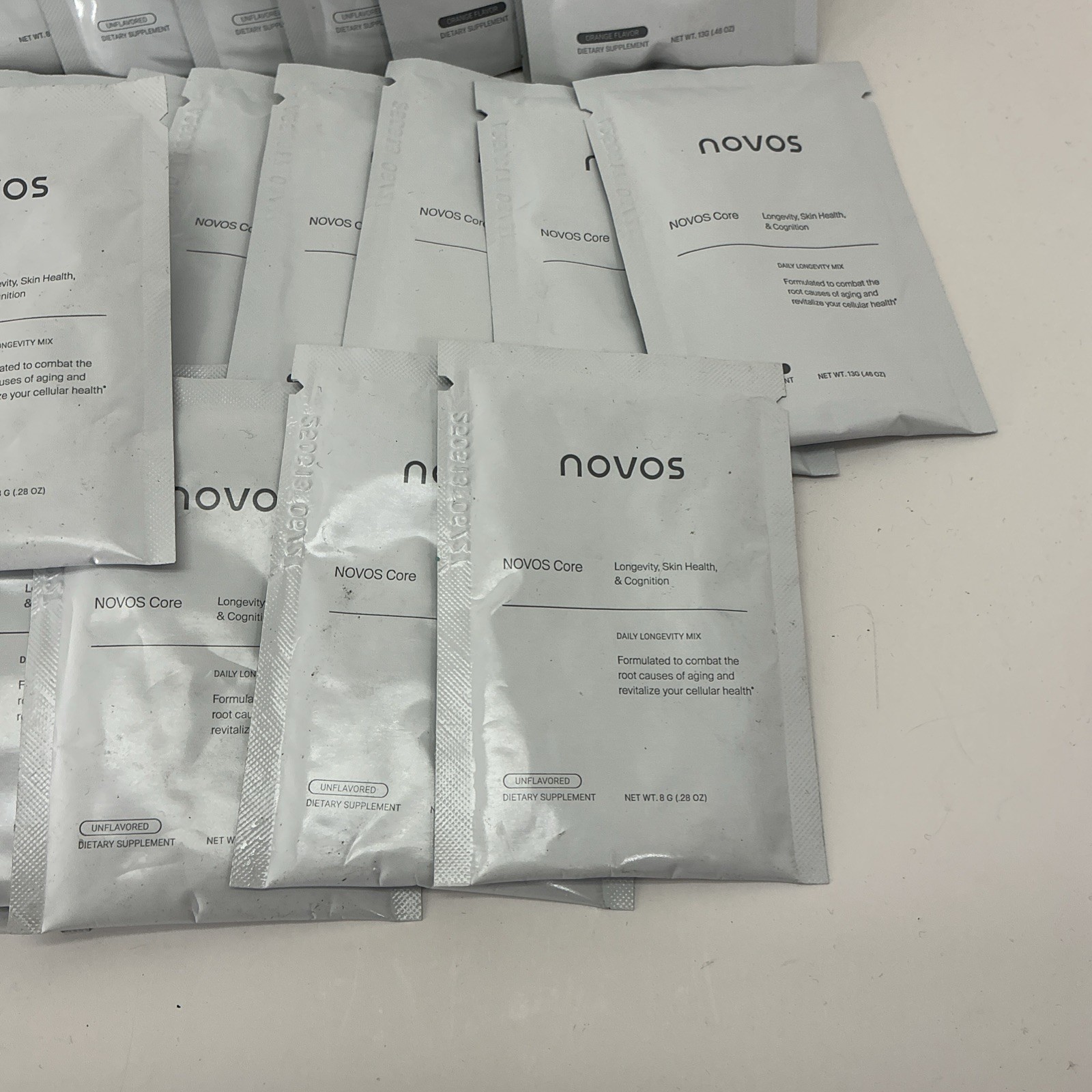 NOVOS Core Longevity,Skin Health,Cognition Mix, Supplement- 30 Packs Orange