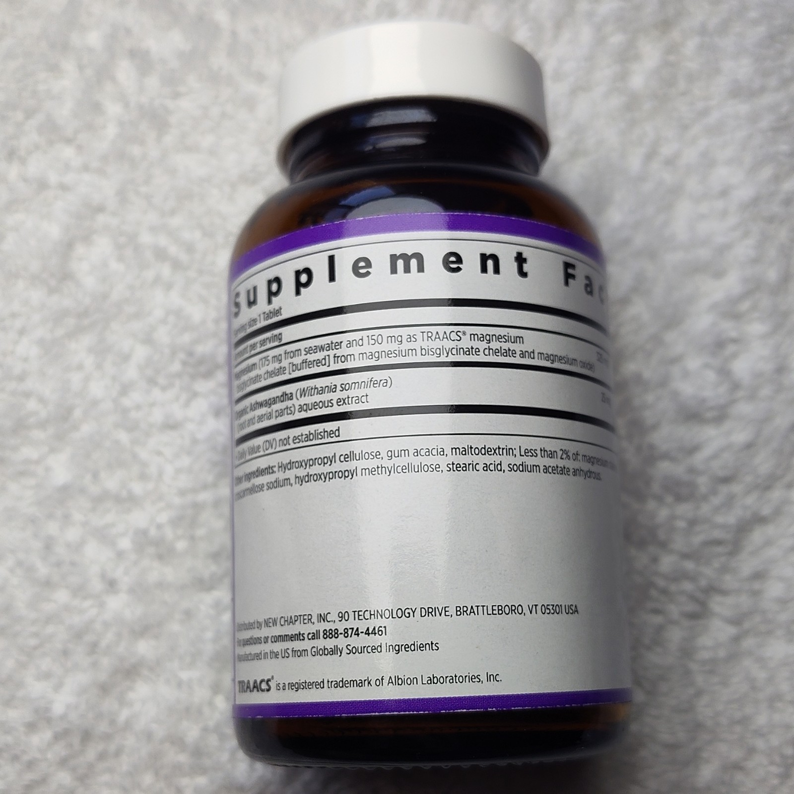 New Chapter Magnesium + Ashwagandha 30 Vegan Tablets Non-GMO NSF Certified