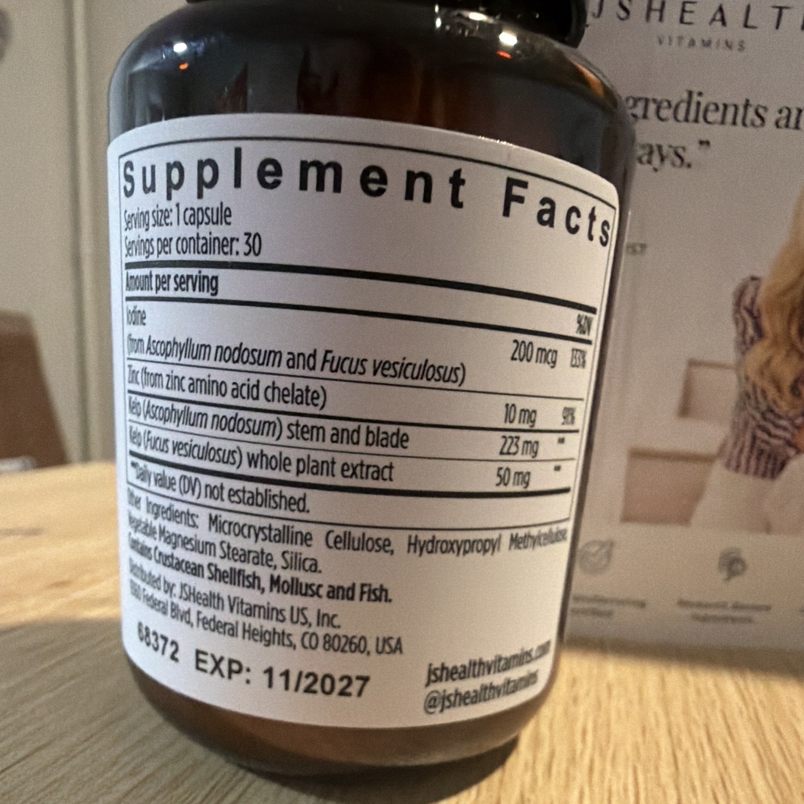 JSHealth Hair + Energy Dietary Supplement 200mcg 30 Capsules Exp 11/2027