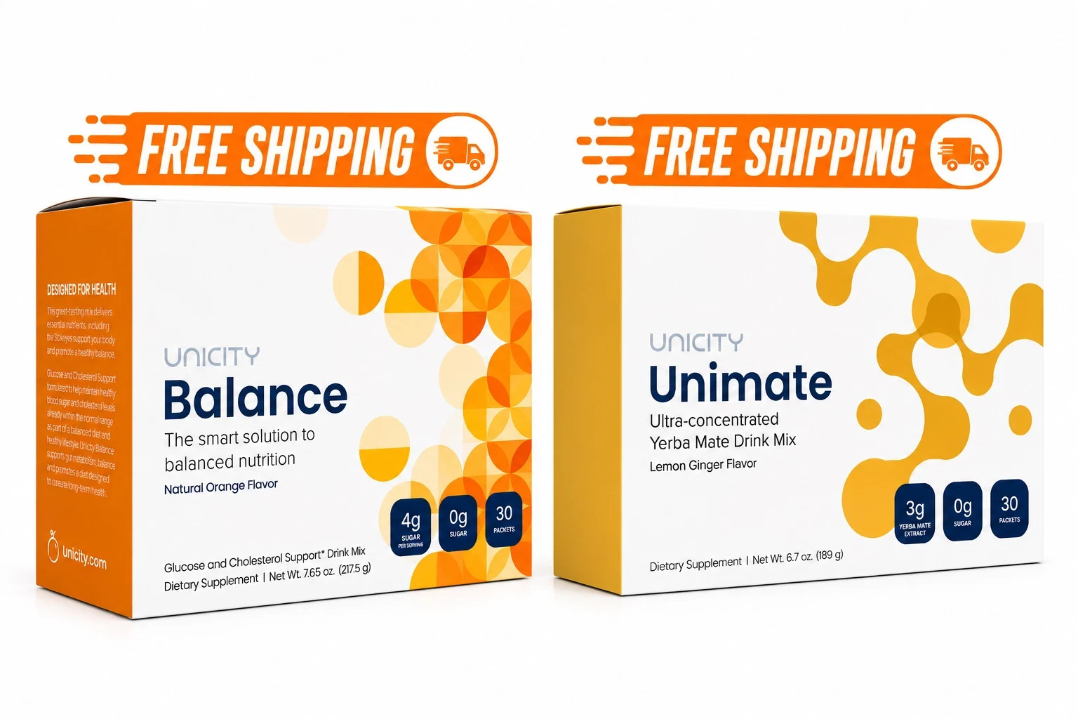 UNICITY FEEL GREAT PACK -UNICITY BALANCE 30 UNIT AND UNIMATE LEMON 30 CT