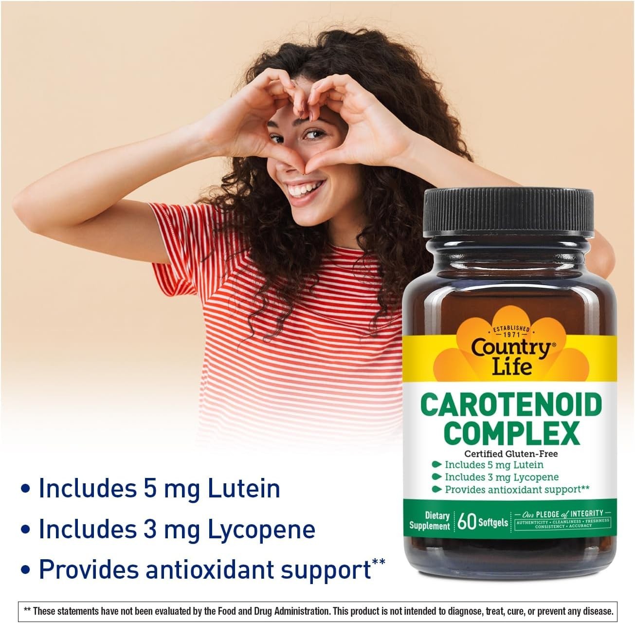 Certified Gluten Free Carotenoid Complex with Lutein & Lycopene – 60 Softgels