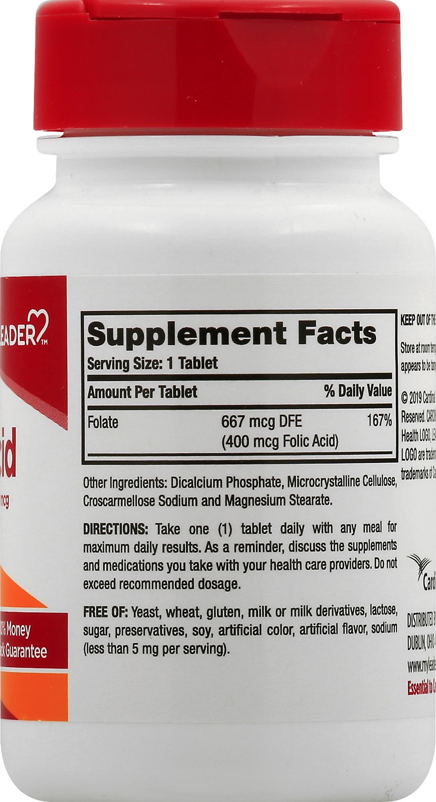 Leader Folic Acid 400 mg Tablets Dietary Supplement Brain Health 250 Count