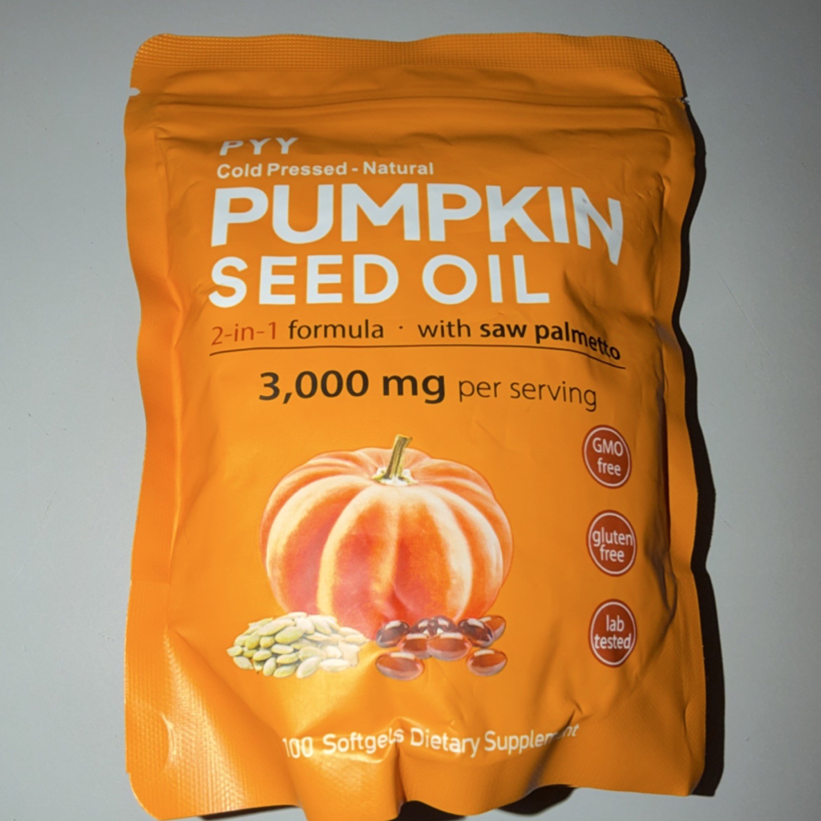 PYY Pumpkin Seed Oil Saw Palmetto Softgels 3,000mg 100ct GMO-Free Gluten-Free