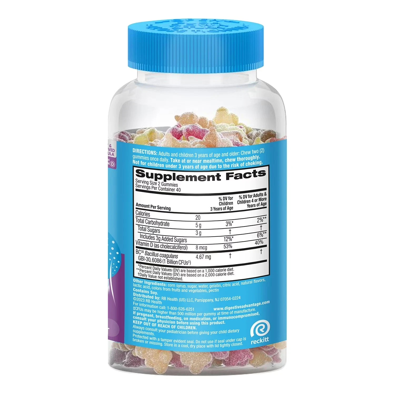 New 2 X 120 Gummies Digestive Advantage Daily Probiotic Gummies