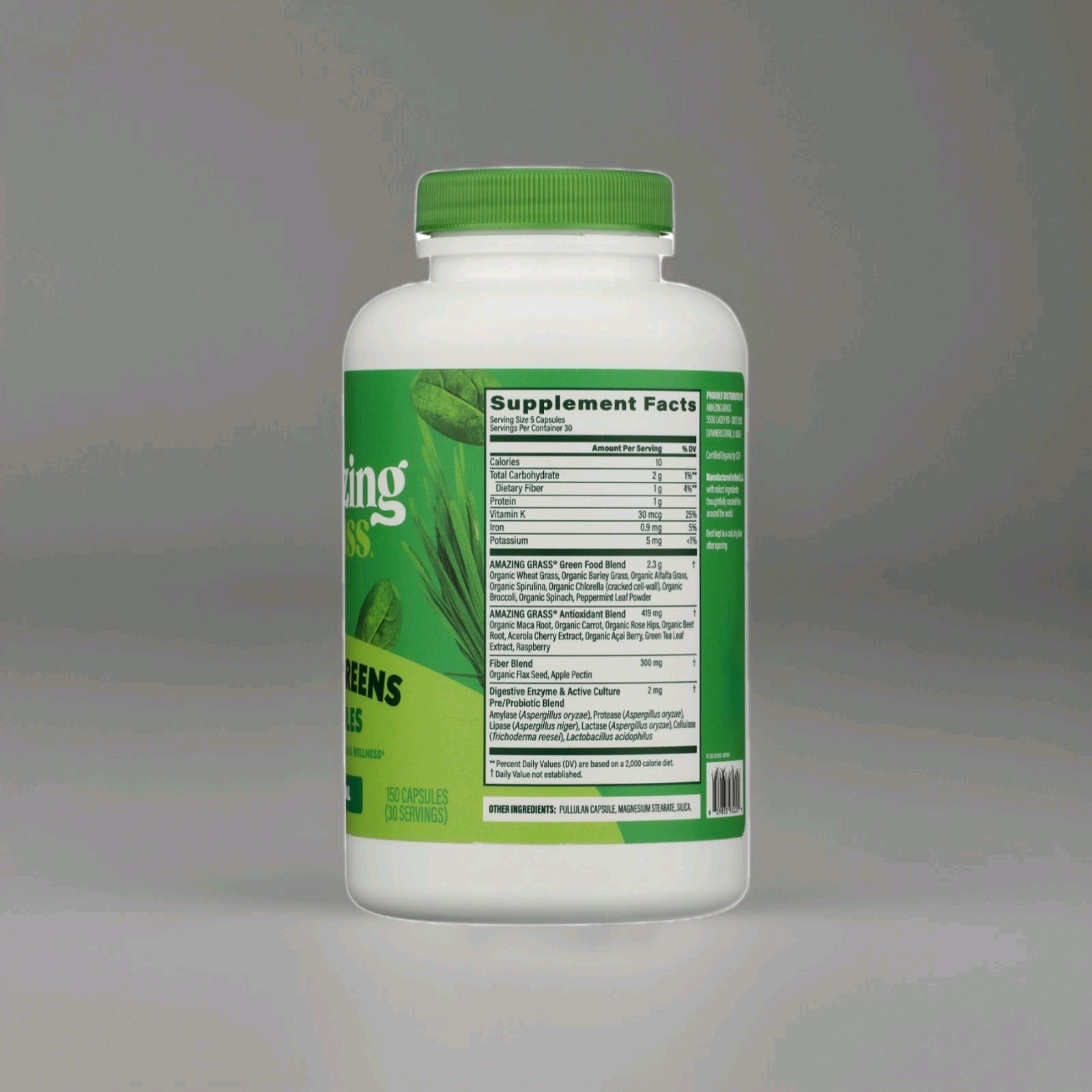 Amazing Grass Super Greens Capsules 150 Count Green Superfood Supplement