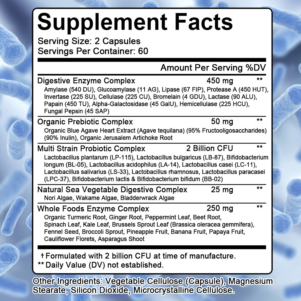 Digestive Enzymes Plus Prebiotics & Probiotics – Immune Support, Bloating Relief