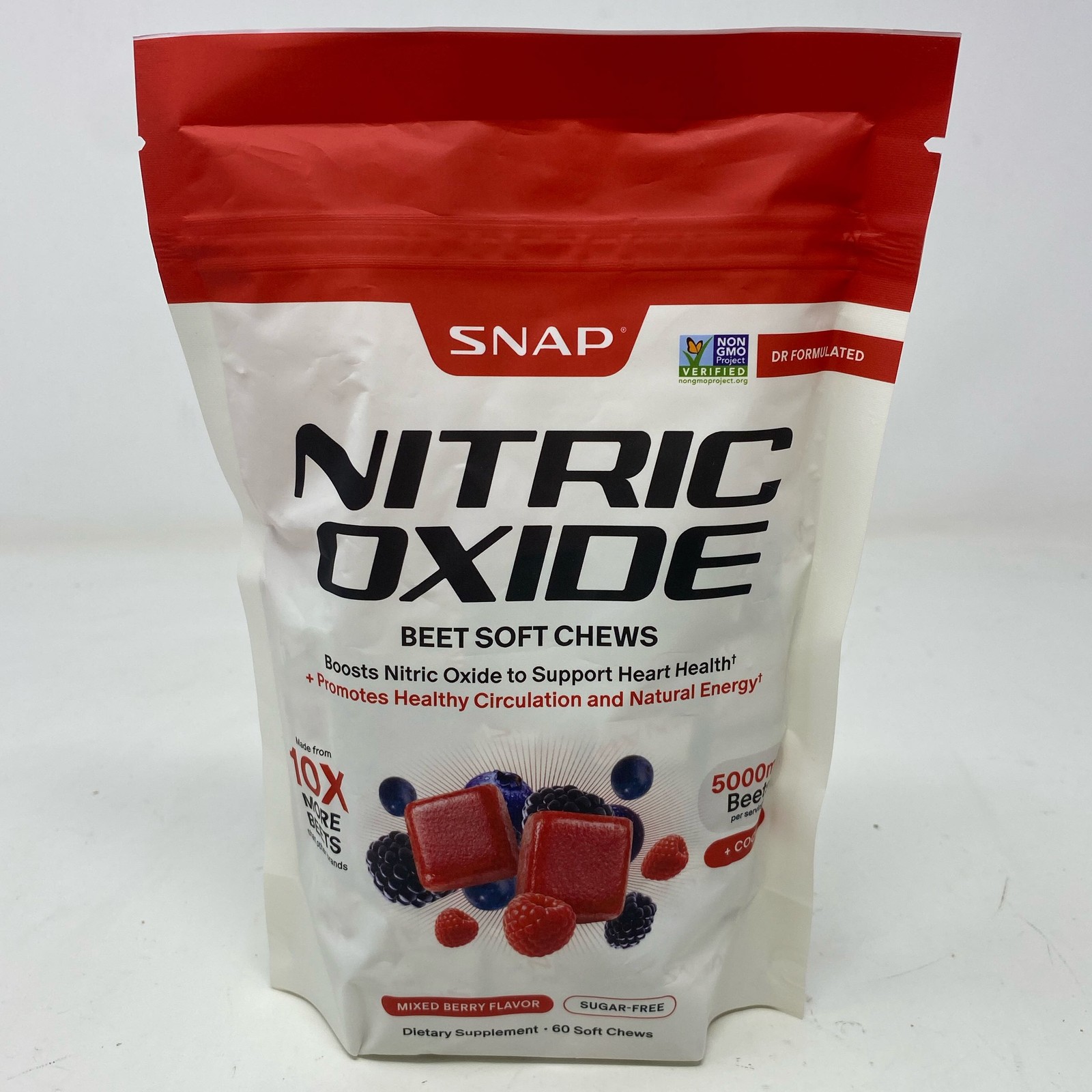 Snap Supplements Nitric Oxide Beet Soft Chews, Mixed Berry, 60 Chews