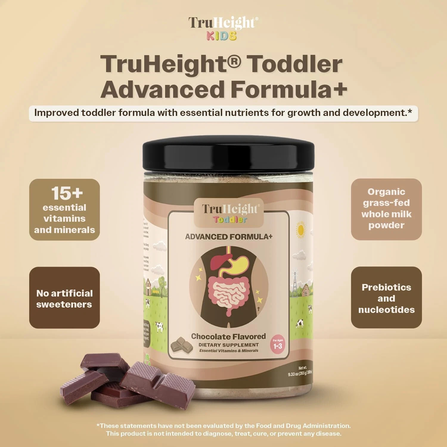 Kids & Toddlers Vitamin Shake Mix w/ 16 Vitamins & Protein – Chocolate Flavor