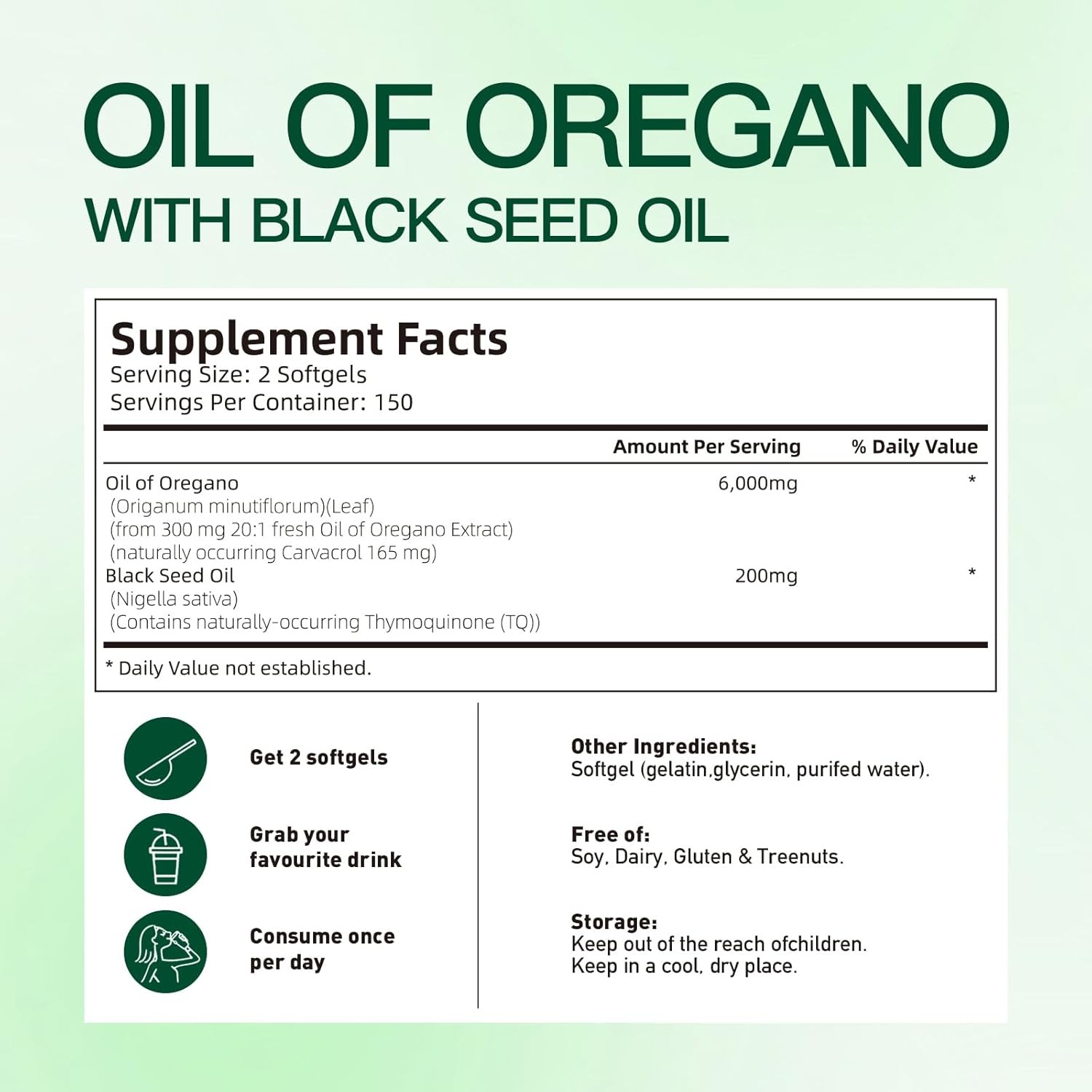 VivoNu Oil of Oregano with Black Seed Oil, Balanced Oil of Oregano Capsules