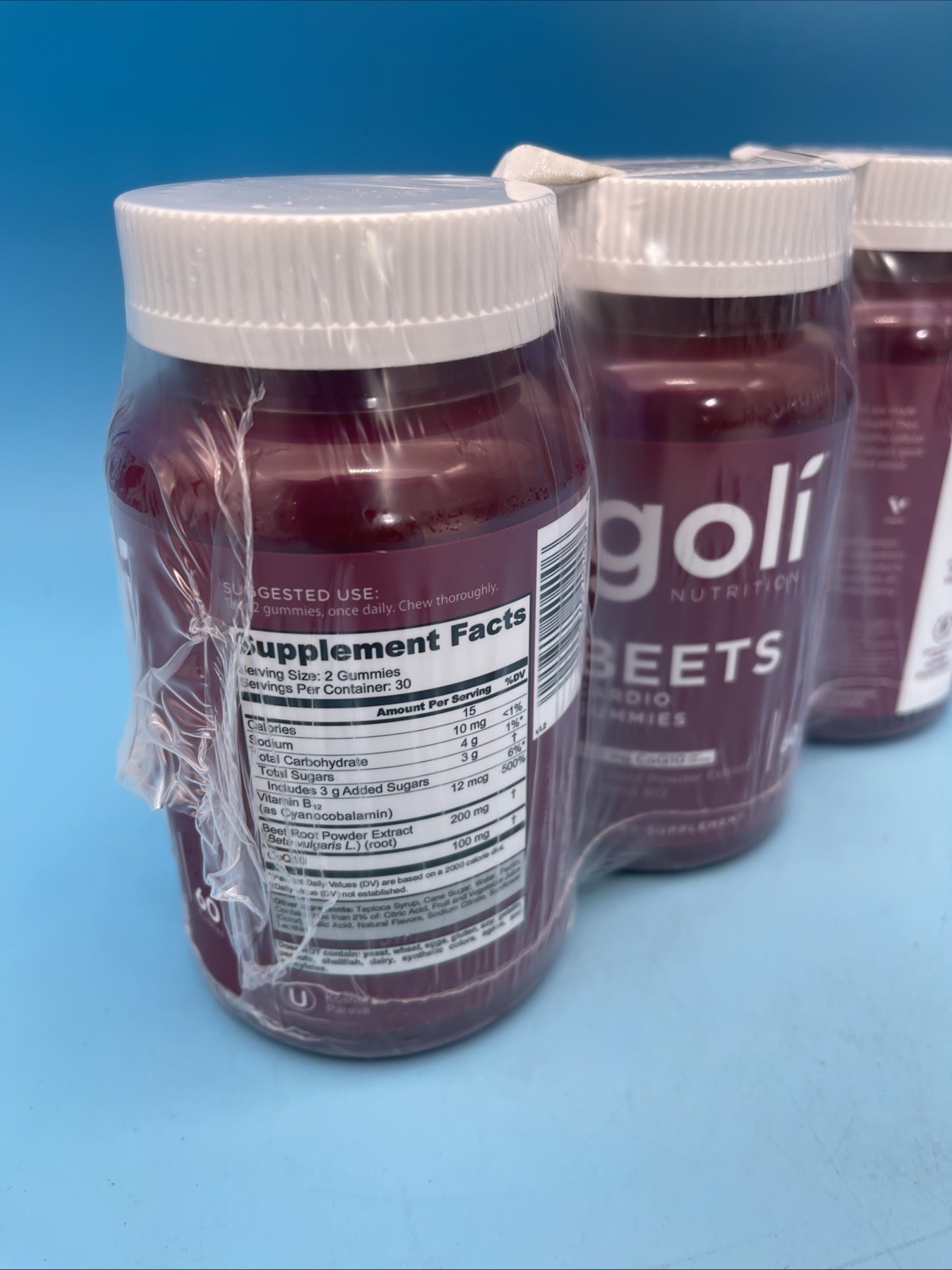 3 Pack Goli Nutrition Beets Cardio Gummies 100mg CoQ10 Exp 02/28