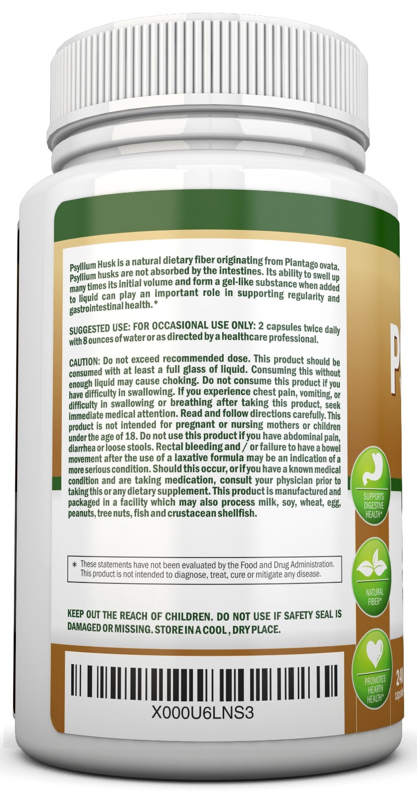 PSYLLIUM HUSK CAPSULES – 1450mg Per Serving – 240 Capsules – Premium Product