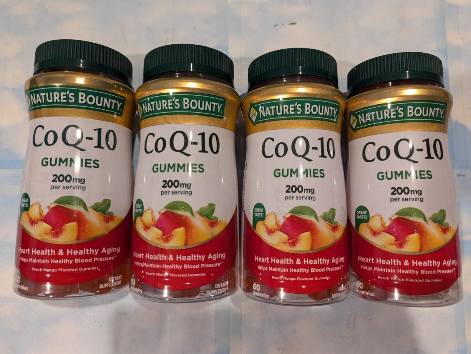 LOT (4) NATURE’S BOUNTY CO Q-10 200MG GUMMIES PEACH MANGO FLAVOR 60 CNT