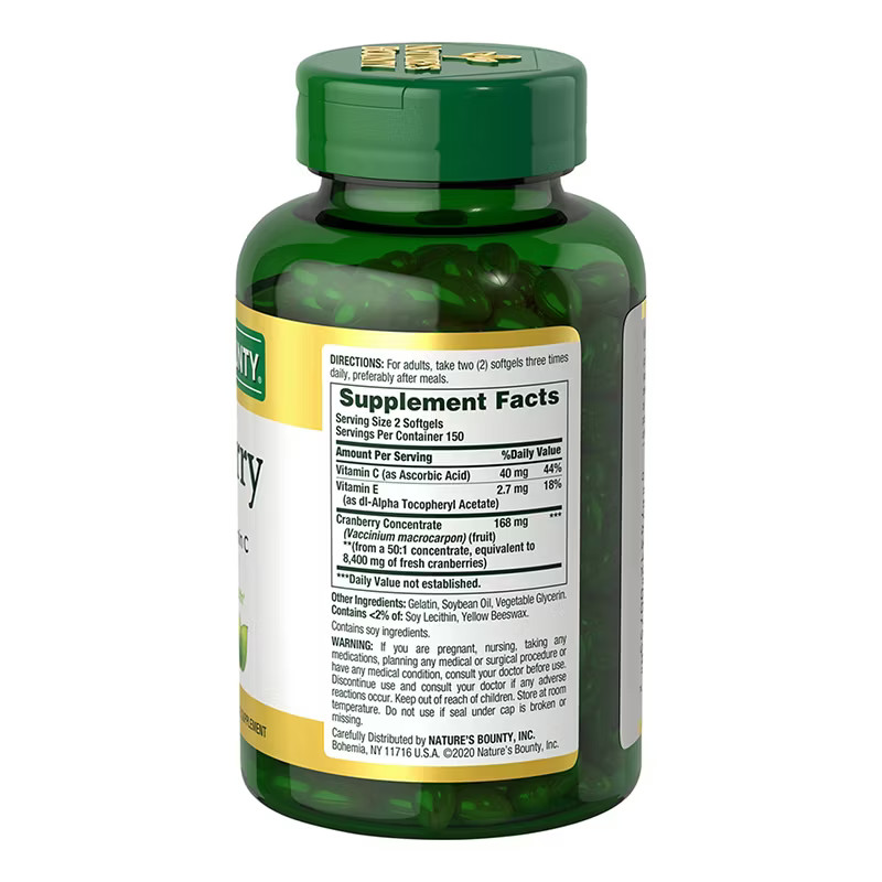 Nature’s Bounty Cranberry Fruit 4200 mg 300 Softgels Rapid Release EXP-08/2027