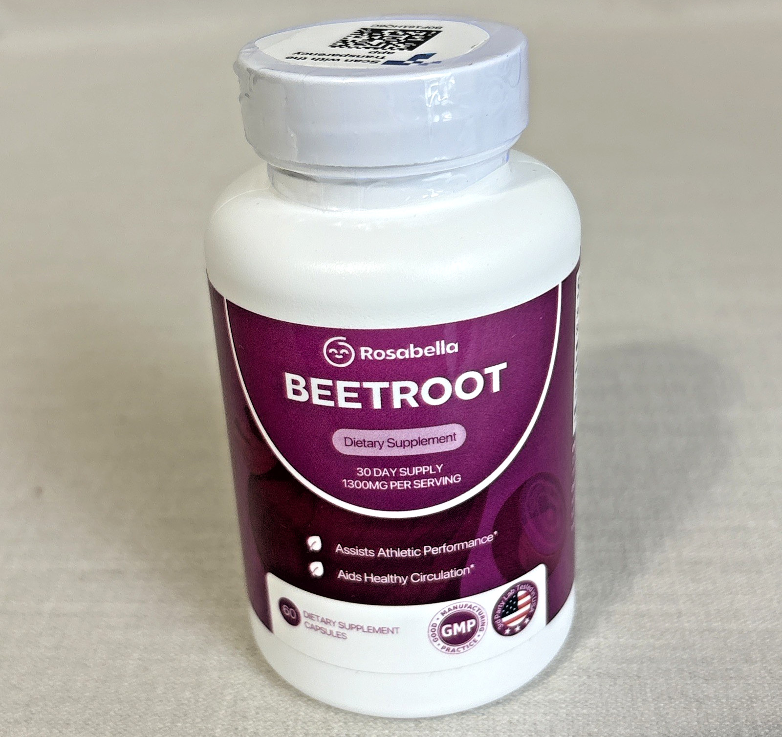 Rosabella Beetroot Dietary Supplement – 1300mg – 30 Day Supply – Exp 01/2028