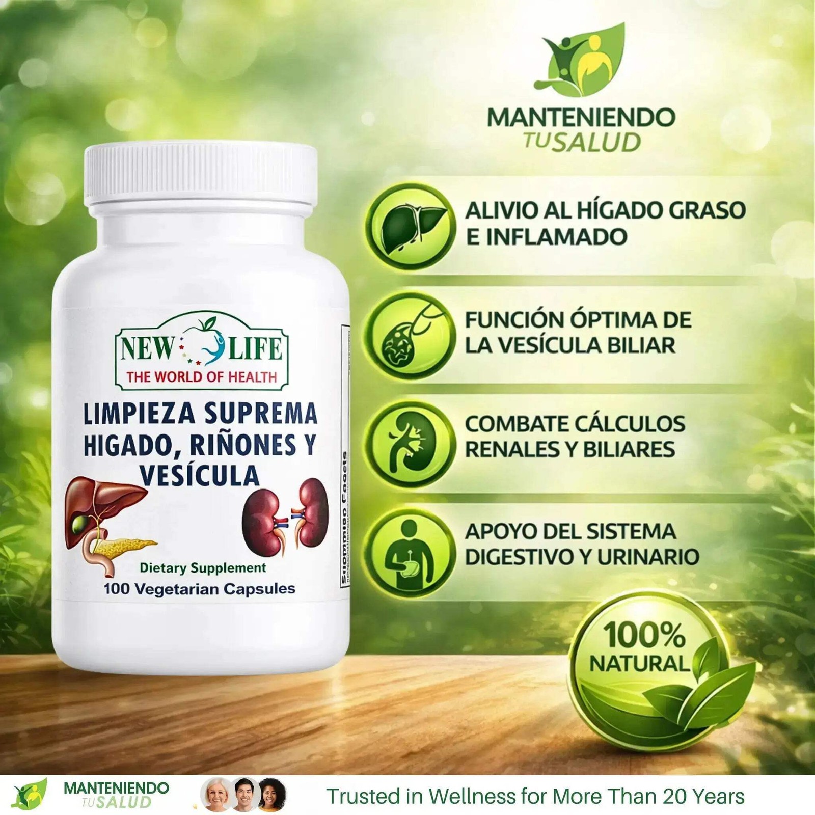 Limpieza Suprema Hígado Riñones Vesícula, Healthy Liver, 100 Capsules