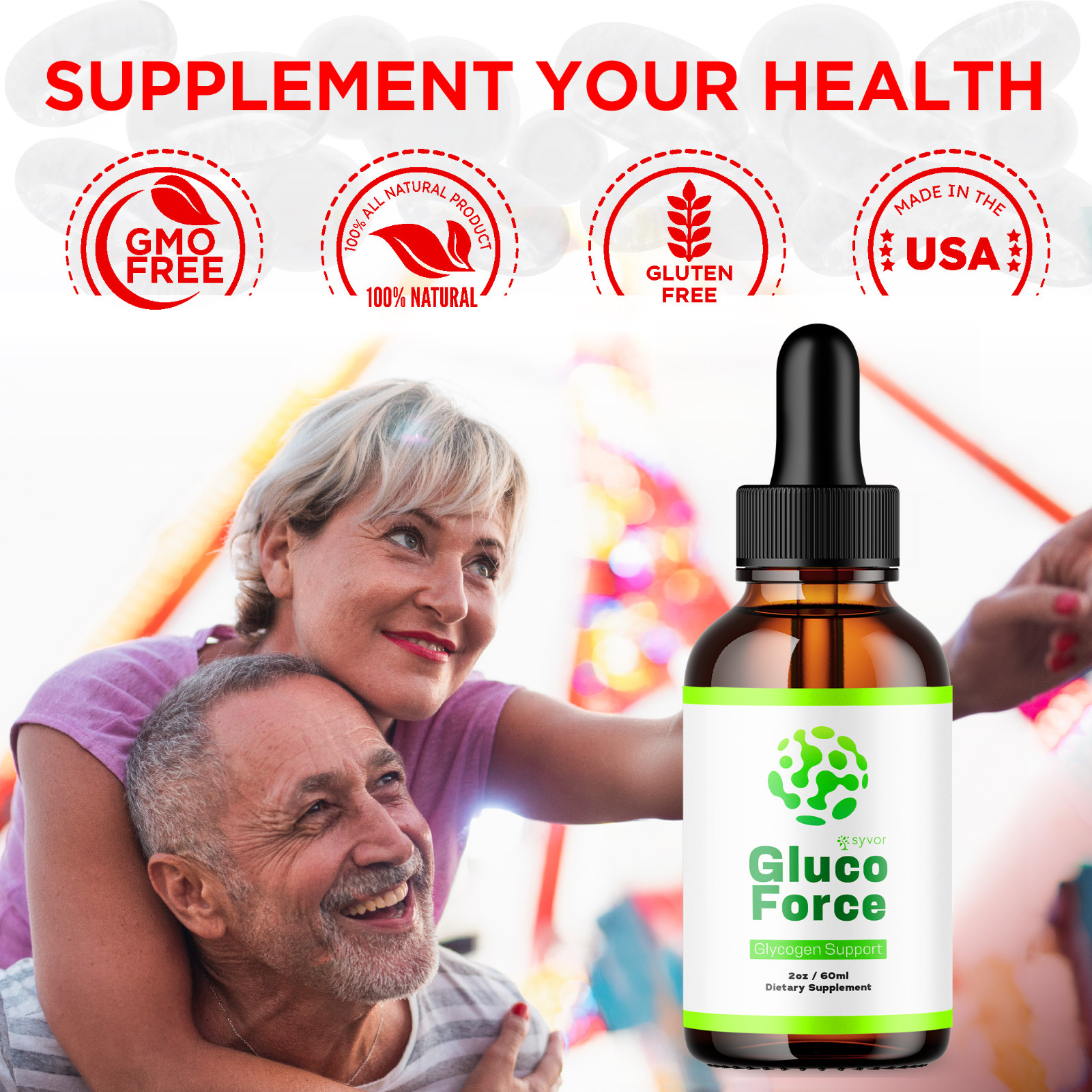 (1 Pack) Gluco Force Blood Support Drops Advanced Vitamin Supplement 2ML