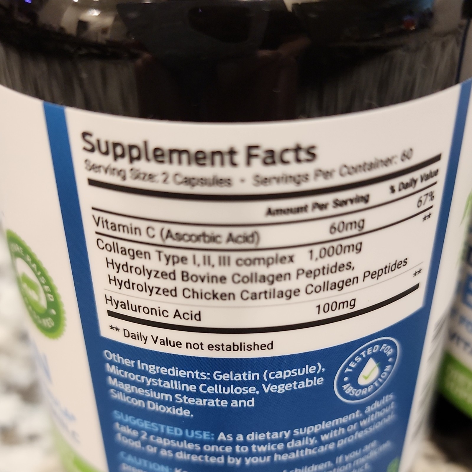 ForestLeaf Collagen Type I II III Hyaluronic Acid Vitamin C 120 Capsules