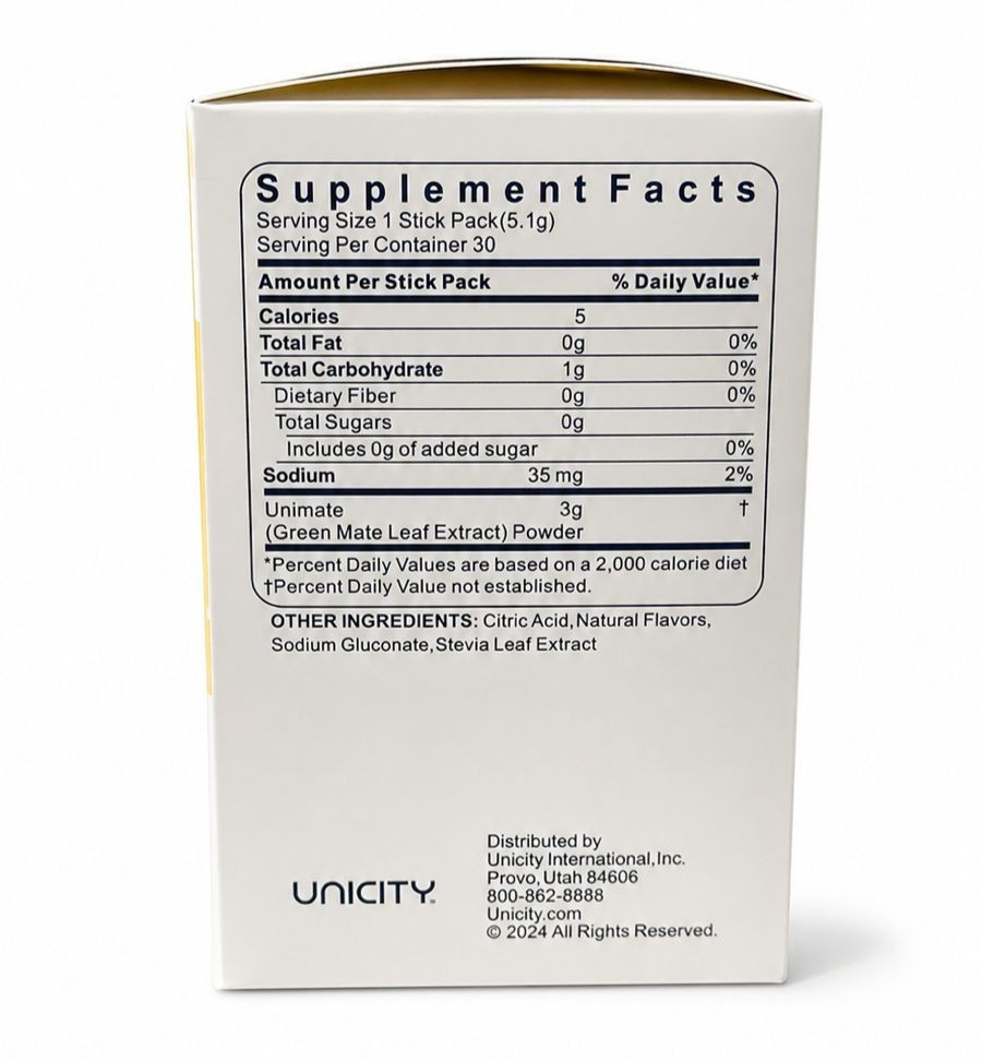 UNICITY | Unimate ultra-concentrated yerba mate drink mix Natural Lemon Flavor