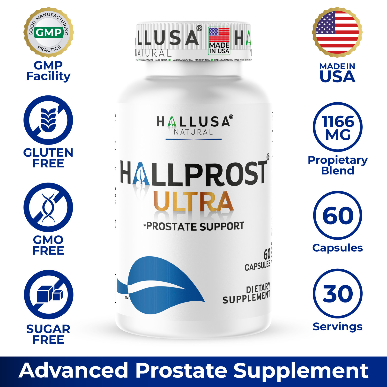 HALLPROST ULTRA – Inflamed Prostate, Prostatitis, BPH, Urinary Function, 60 Caps