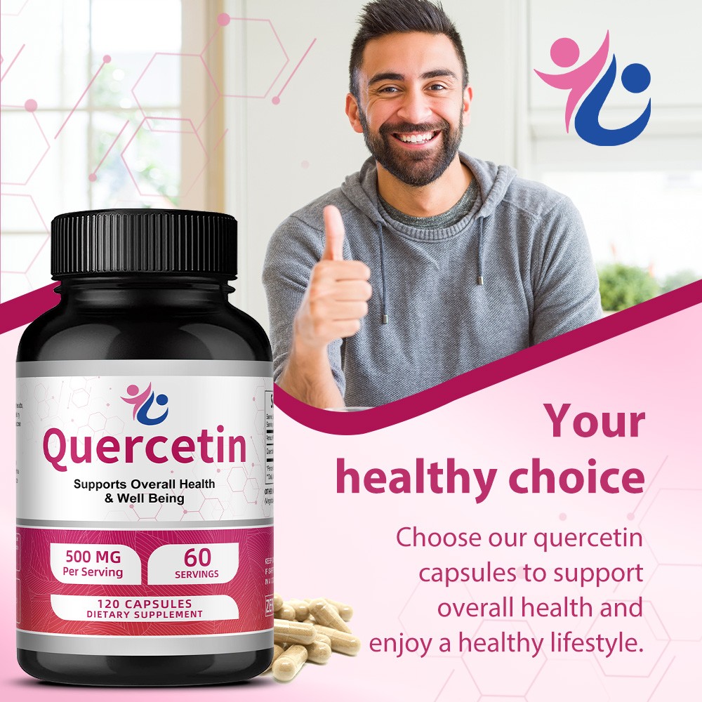 Quercetin 500 Mg Supplements Skin Respiratory Cardiovascular 120 Capsules