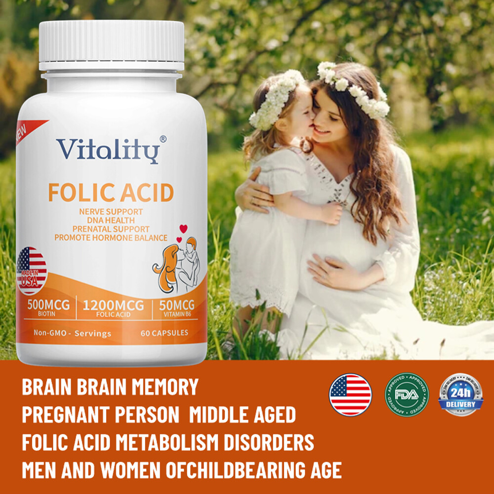 Folic Acid (Vitamin B9) 60 Capsules – Gluten Free & Non-GMO
