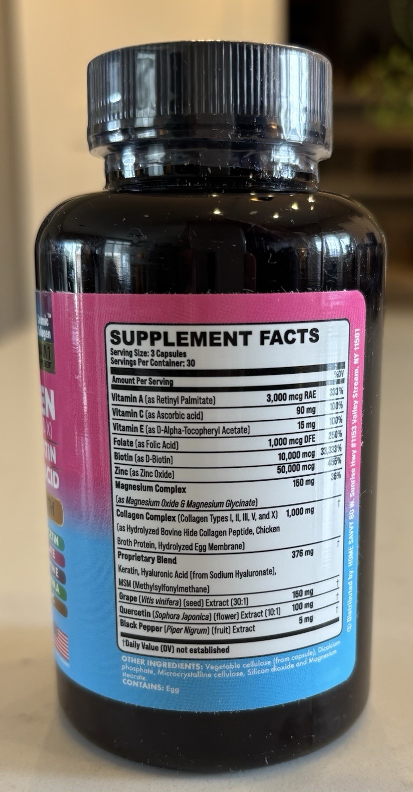 Zoyava Collagen Biotin Keratin Hyaluronic Acid Capsules 90 Ct Exp. 04/29 Sealed