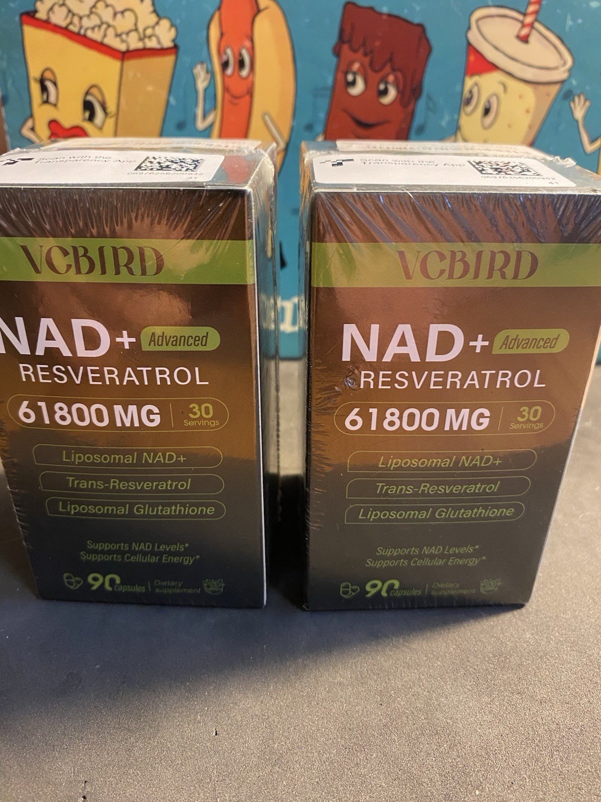 VCBIRD Liposomal NAD+ & Trans-Resveratrol Capsules 90ct 1200mg Gluten-Free Lot 2