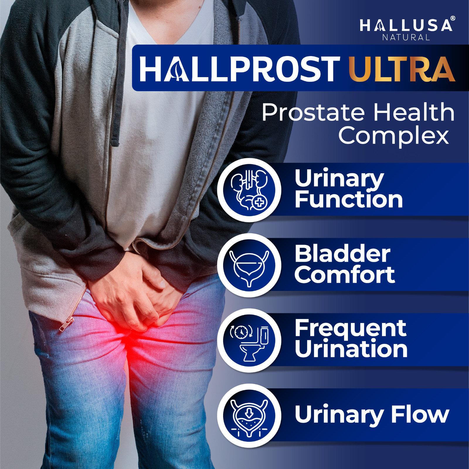 HALLPROST ULTRA – Inflamed Prostate, Prostatitis, BPH, Urinary Function, 60 Caps