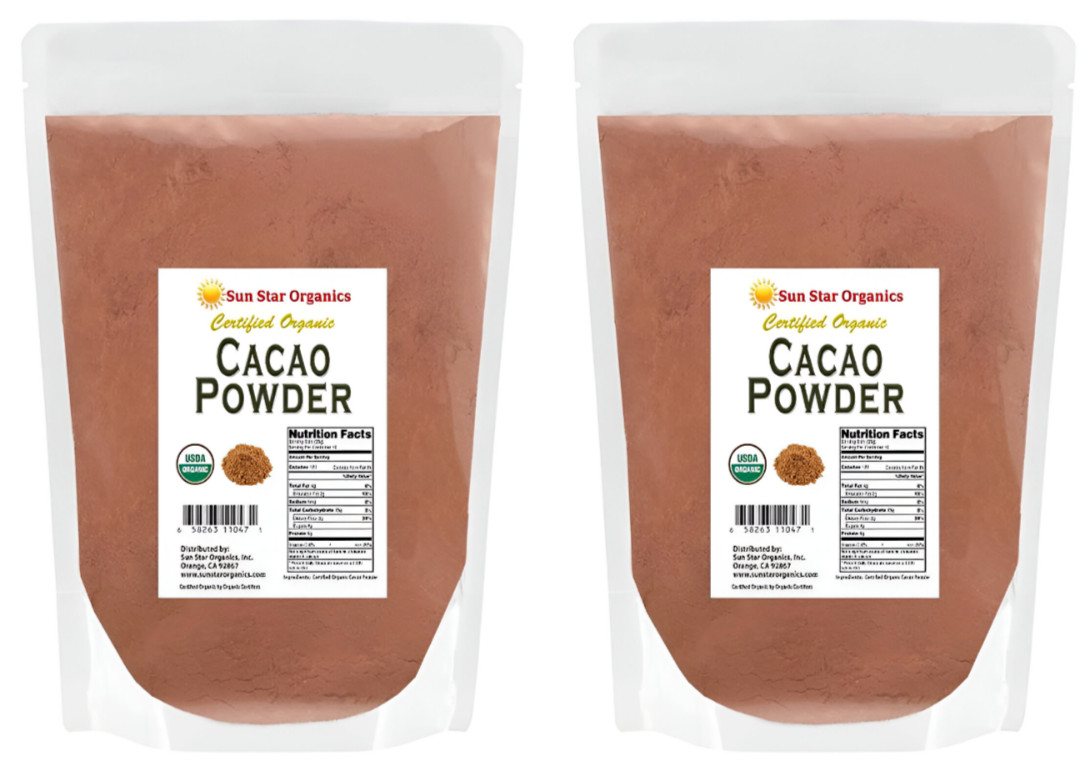 Sun Star Organics Peruvian Cacao Powder – 100% Organic – 1 lb (2 PACK)