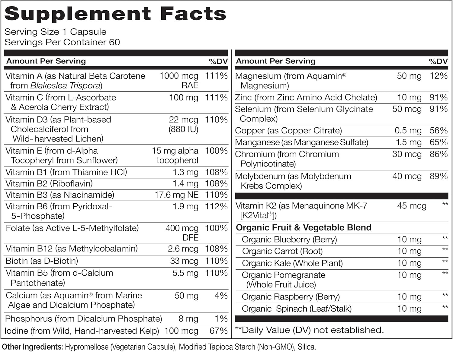 One Daily Multivitamin for Men – Covers All Vitamin & Mineral Needs 60 Caps