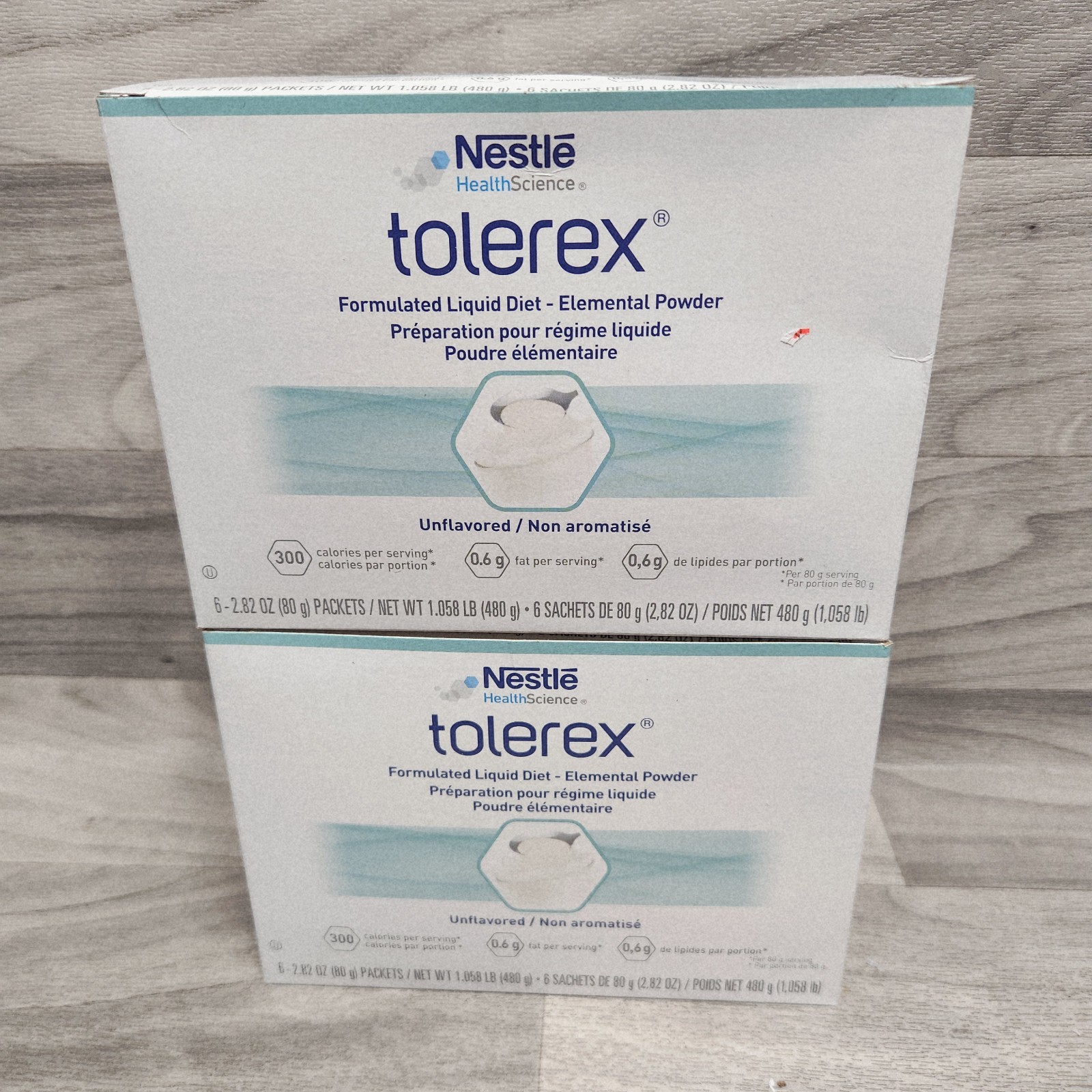 Nestle Tolerex Unflavored Powder 2.82 oz Box of 6 Packets 2pacl Expires 9/15/26