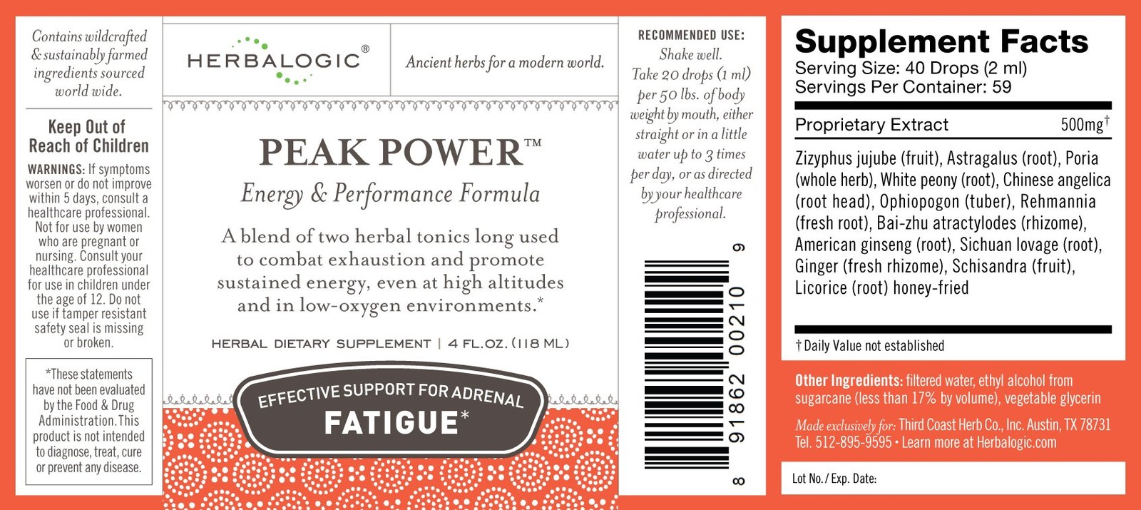 Herbalogic – Peak Power Liquid Herb Drops – 4 Fl Oz (Pack of 1)