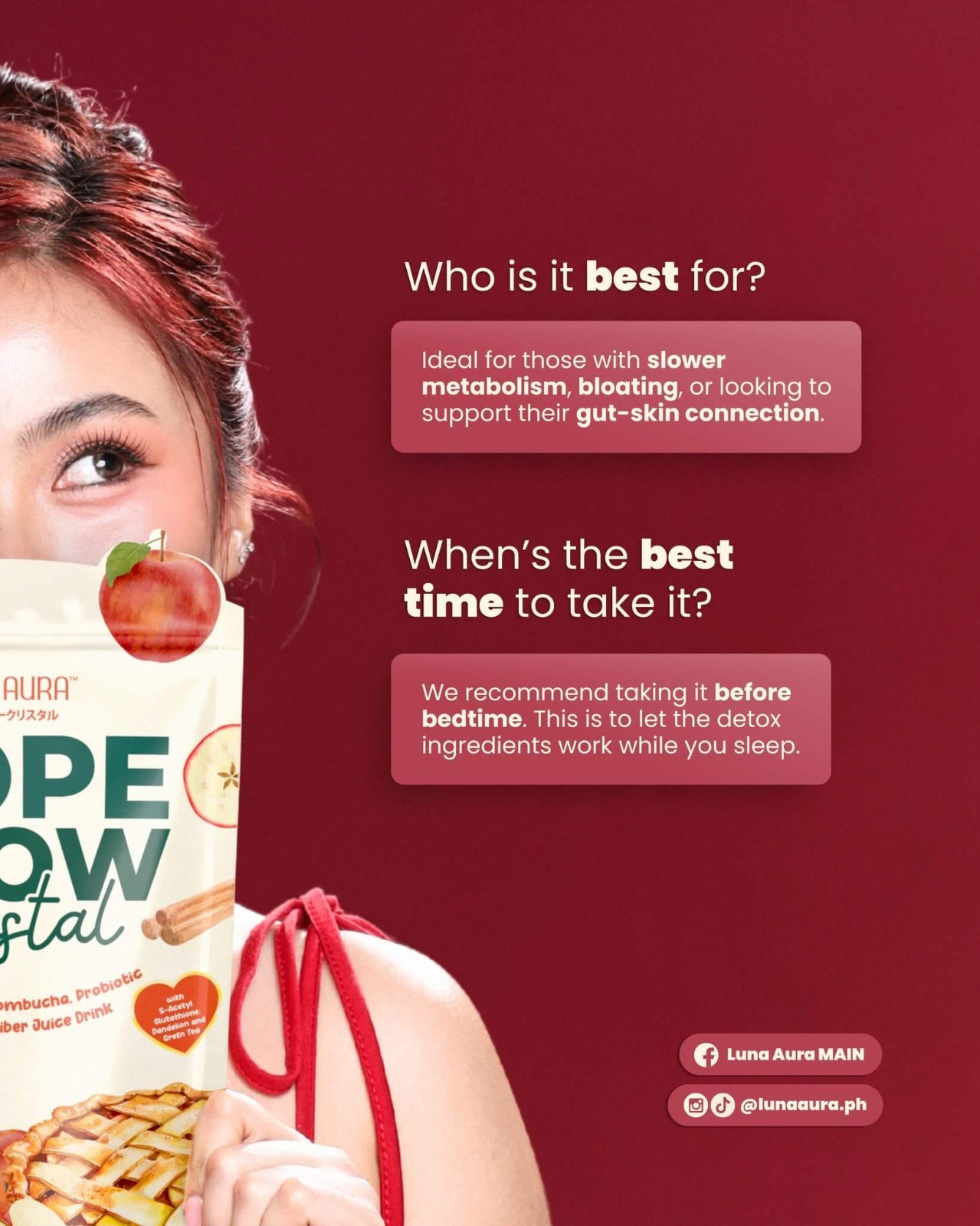 Luna Aura HOPE GLOW Crystal Apple Cinnamon Kombucha
