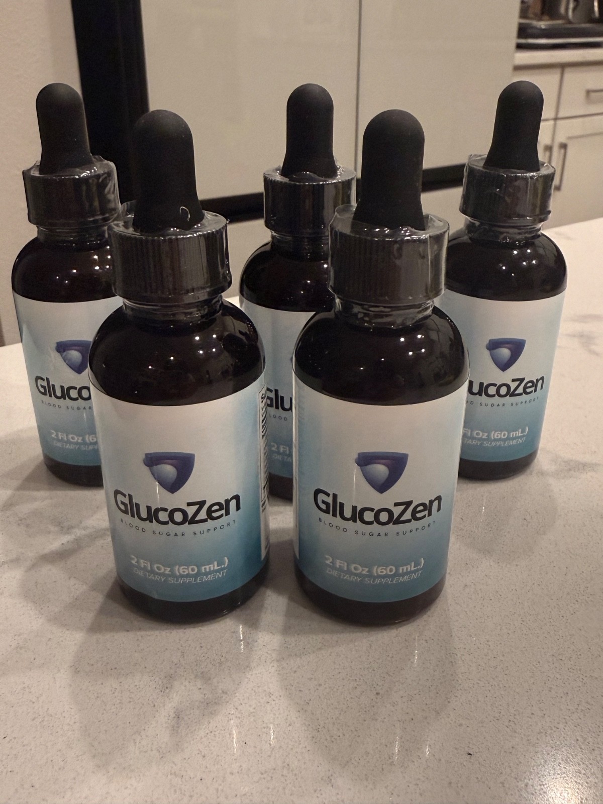 5 Pack of New, Factory Sealed, GlucoZen Drops – Natural Healthy Organic