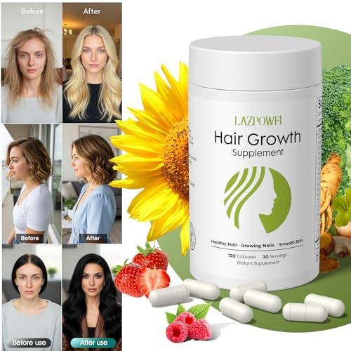 Lazpowfi Hair Growth Supplement, Biotin 10000mcg, 32-in-1 Vitamins for Hair