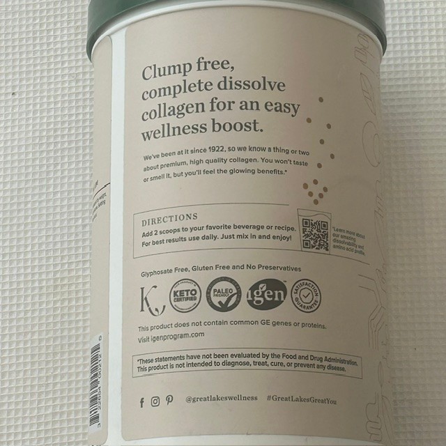Great Lakes Wellness Collagen Peptides Powder 16 oz/22 Servings BB 2030 NEW