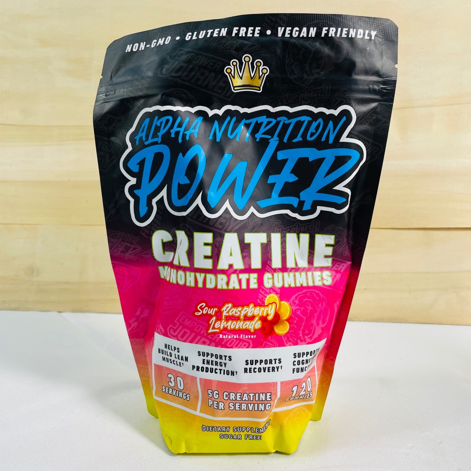 2 Alpha Nutrition Power Creatine Monohydrate Gummies Sour Raspberry Lemonade