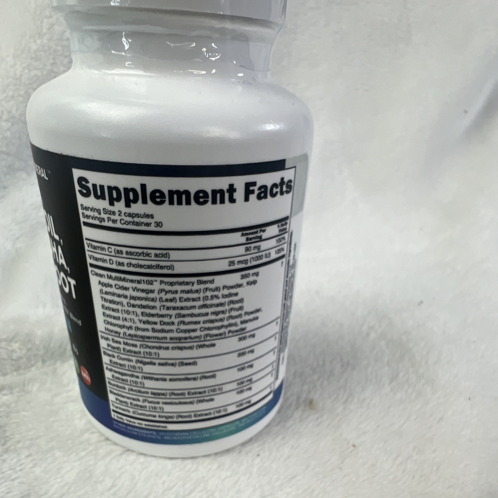 Clean Nutraceuticals Sea Moss Black Seed Ashwagandha Burdock 60 Caps 3000mg