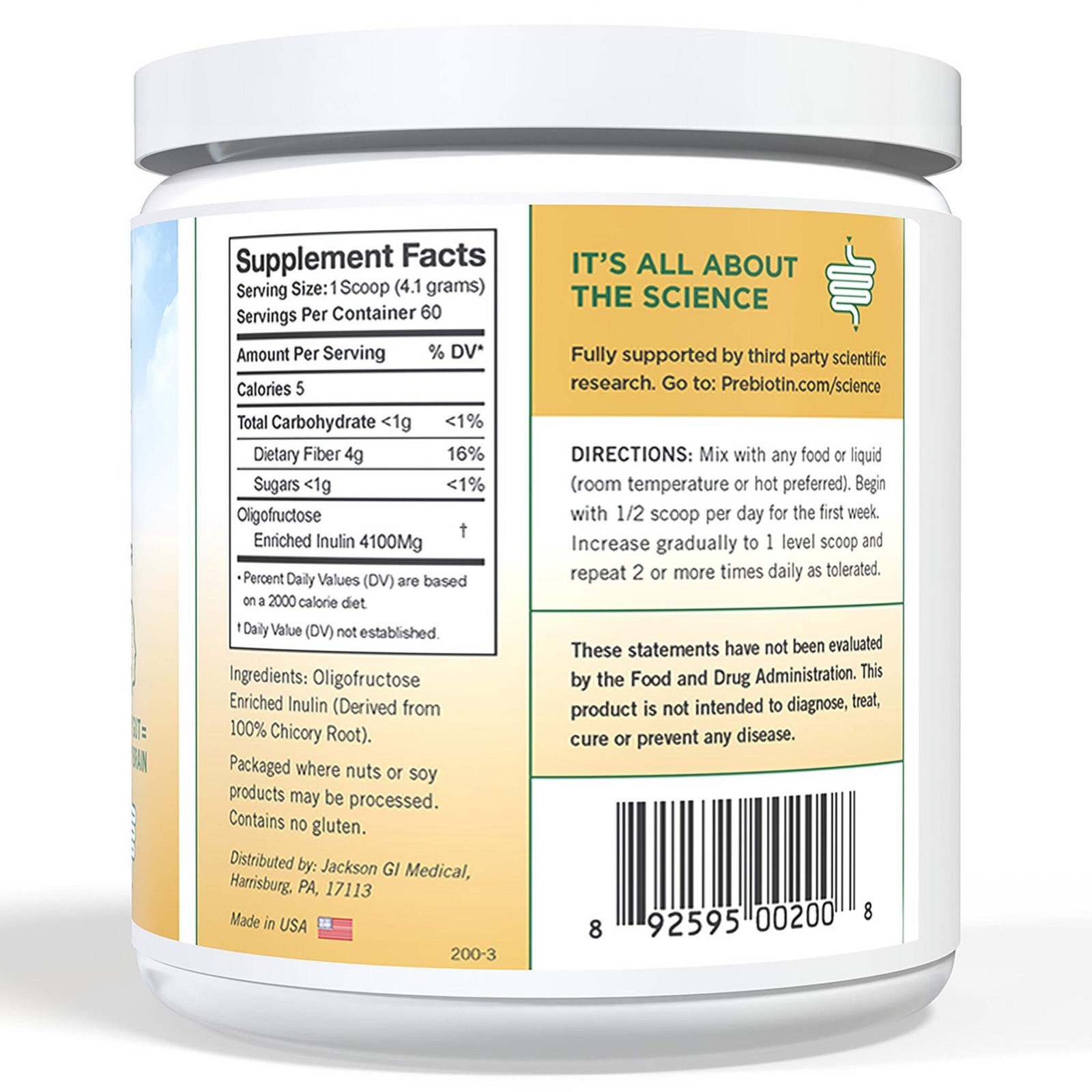 Prebiotin Premier Prebiotic Fiber – 8.68 oz – 60 Servings