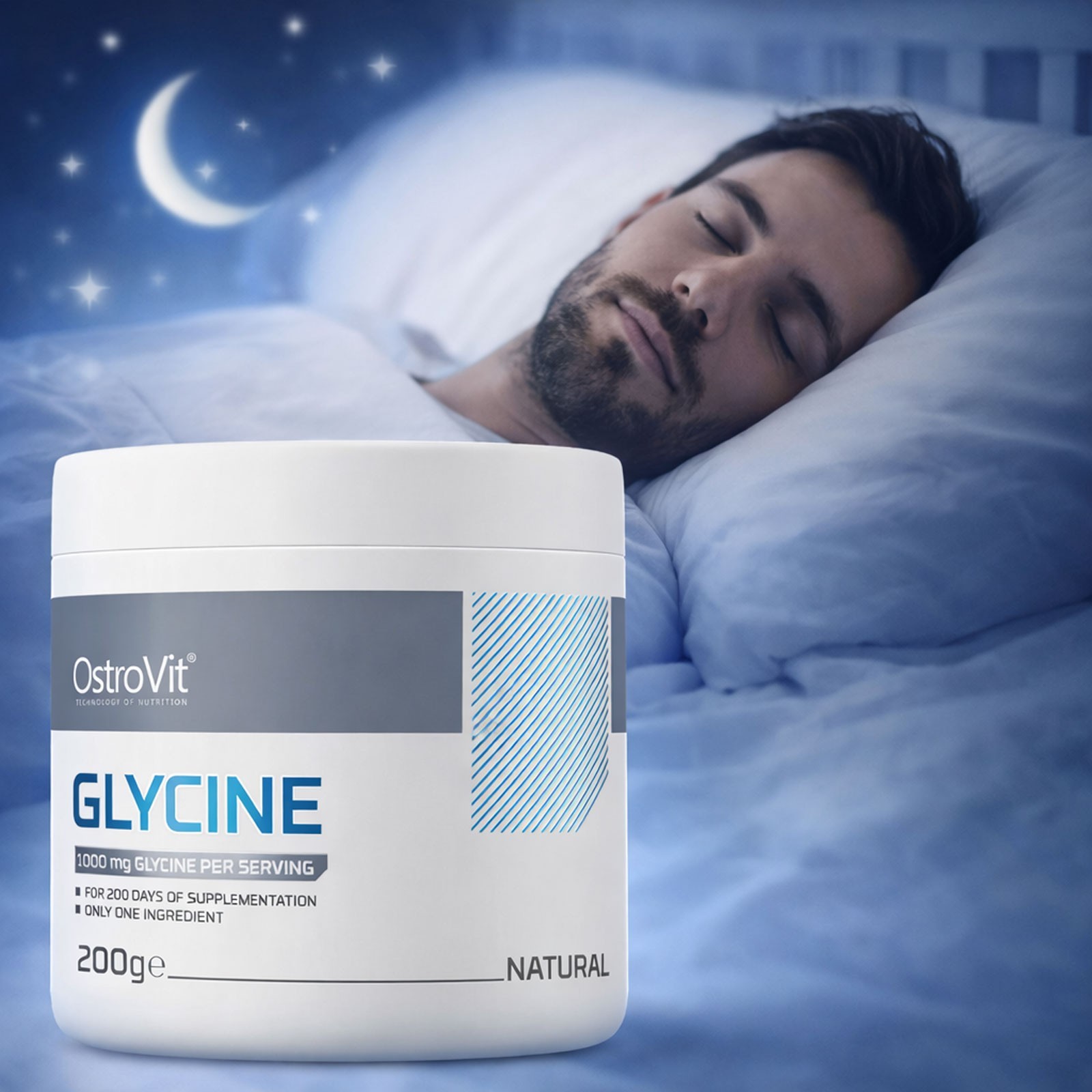 OSTROVIT GLYCINE 200g PURE POWDER DAILY AMINO ACID SUPPORT FOR RECOVERY & SLEEP