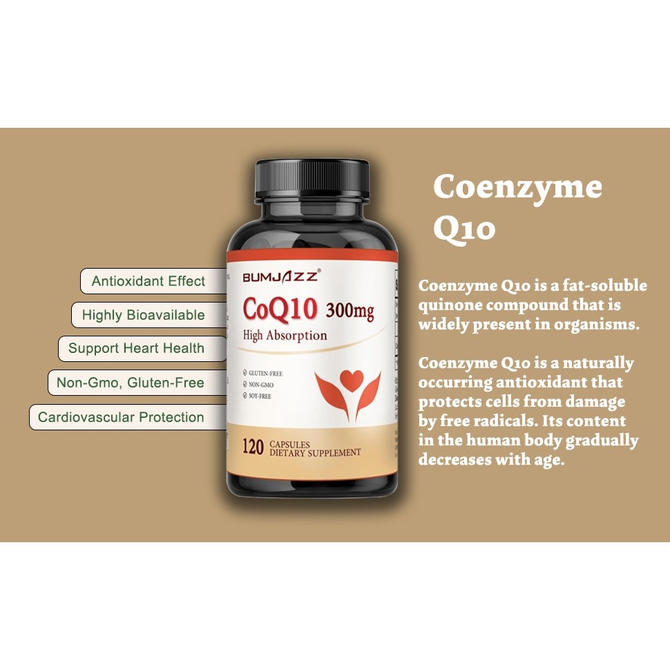 CoQ10 300mg High Absorption 120 Capsules Non-GMO Gluten-Free Dietary Supplement
