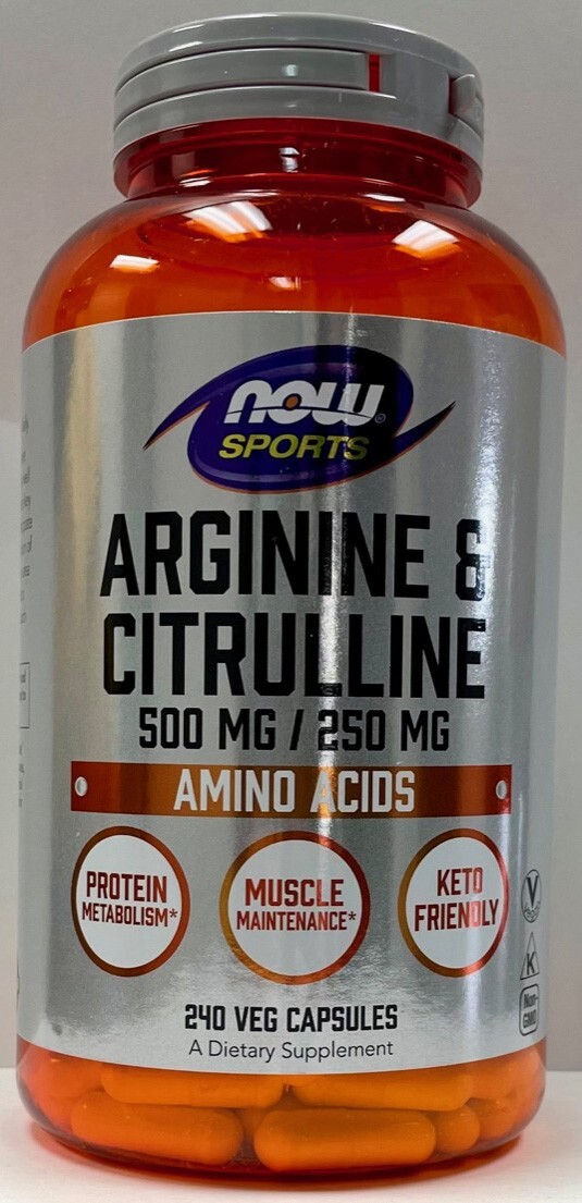 NOW FOODS Arginine & Citrulline 500 mg / 250 mg – 240 Veg Capsules