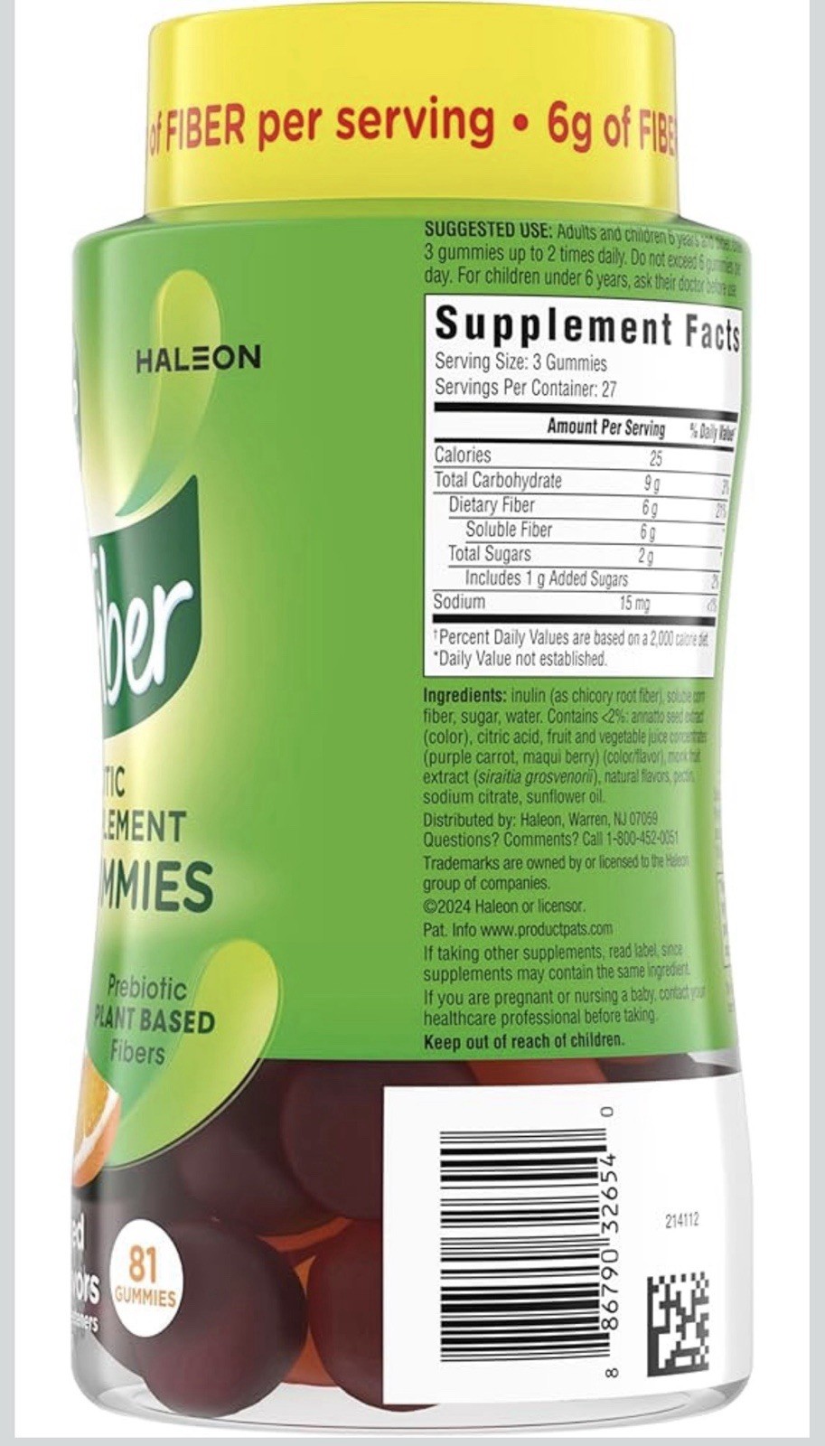 Benefiber Prebiotic Fiber Gummies Digestive Support Assorted Fruit 81 Count