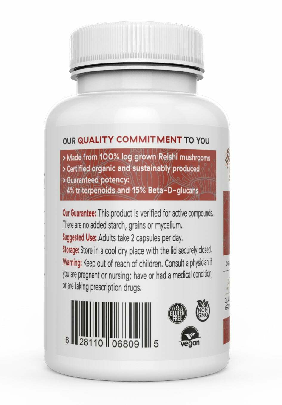 Real Mushrooms Organic Reishi Mushroom Longevity Supplement Vegan 90 caps NEW