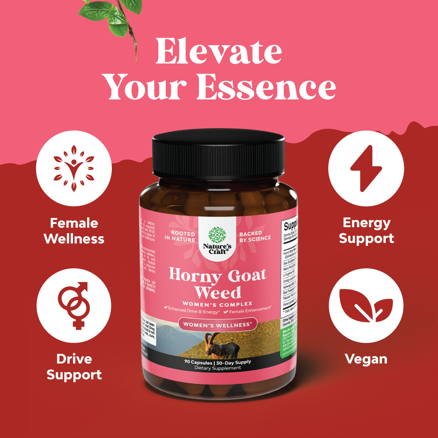 Horny Goat Weed for Women Complex – Invigorating Female Support Blend 90ct