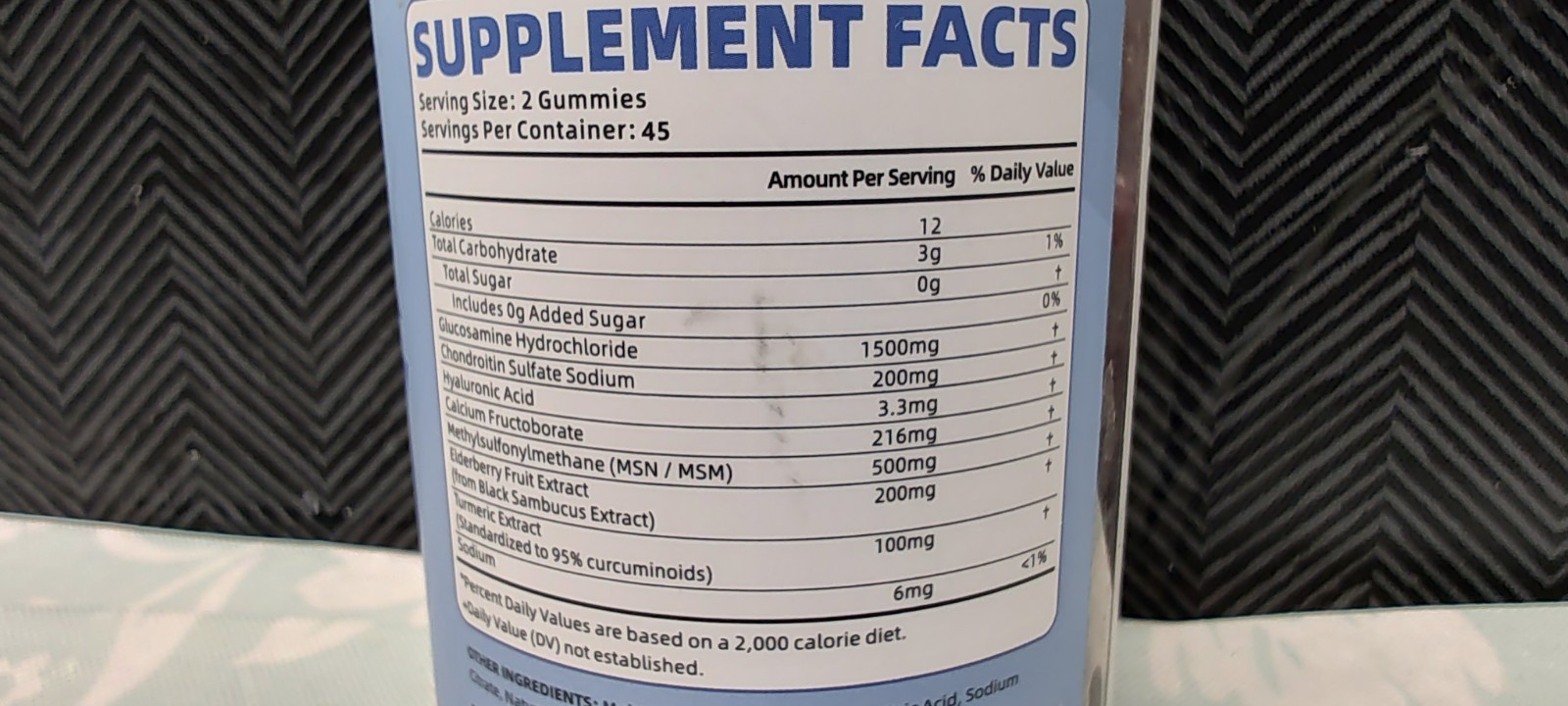 Dancw pro glucosamine chondroitin sugar free 1500mg elderberry 90ct gummies b60